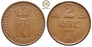 2 øre 1948 HaakonVII. Kv.0