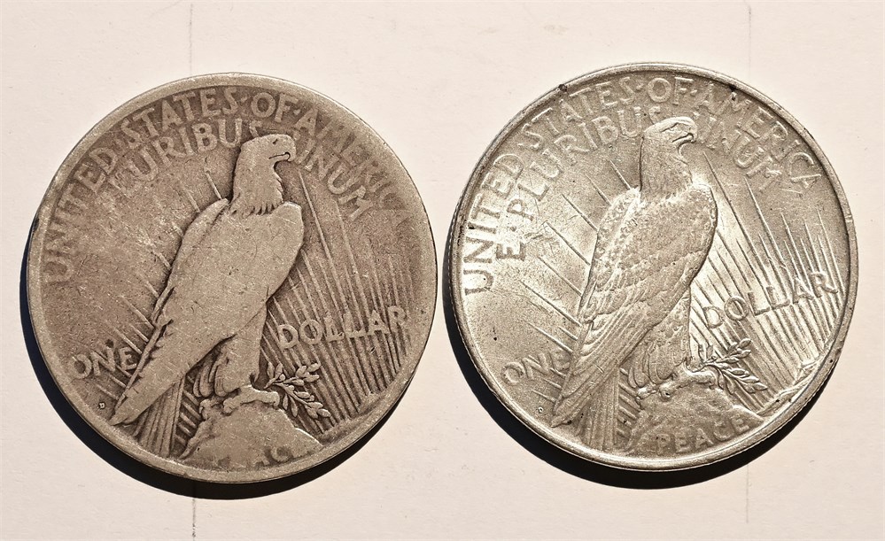 USA Peace dollar 1922 D 2 stk. kv. 1+/01 og 1-