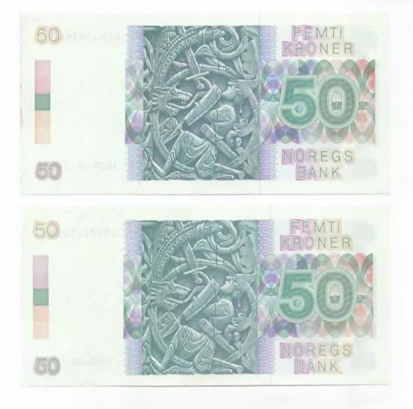 Norge 50 kroner 1989 og 1990 kv. 0
