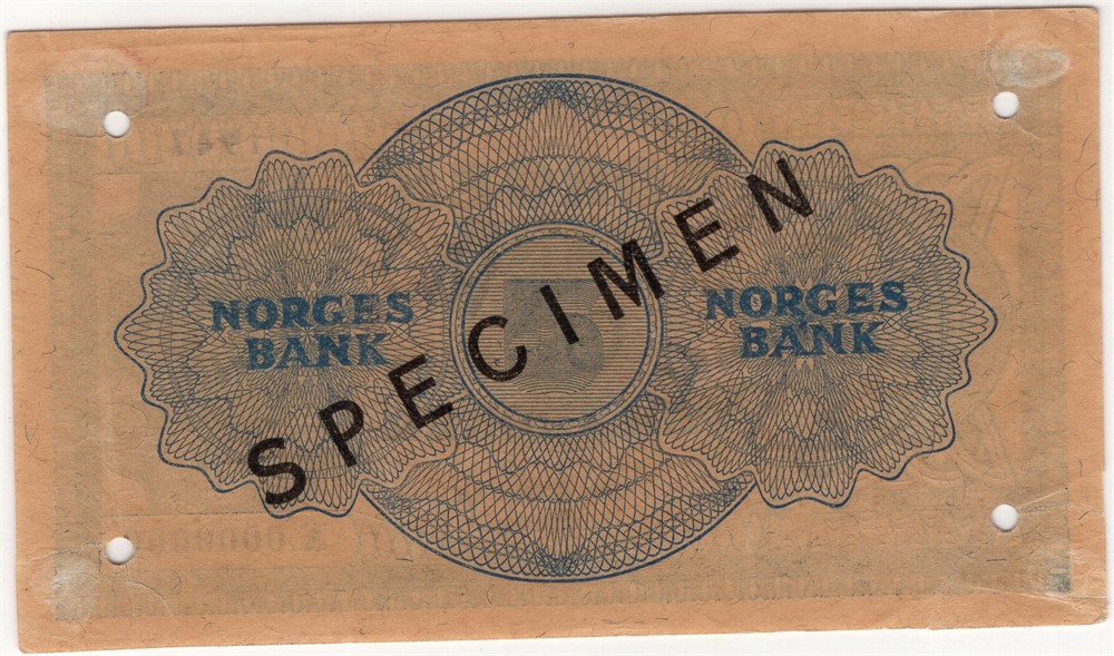 5 kroner 1947 X.0000000 Specimen. Kv.01