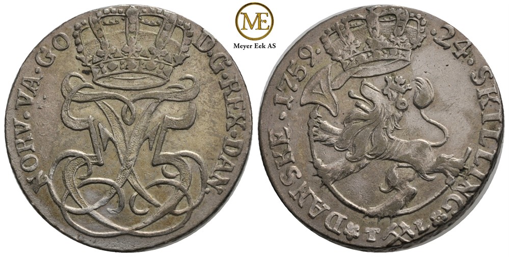 24 skilling 1759 Frederik V. Kv.01
