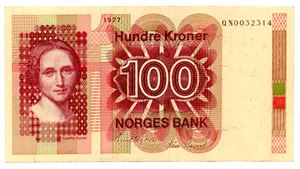 100 kroner 1977 QN erstatning ex. Skilling 1.4.17