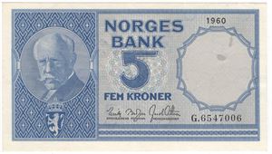 5 kroner 1960 G. Kv.0