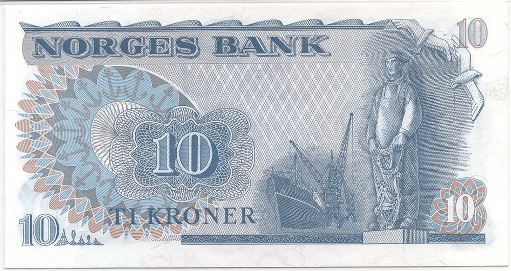 10 kroner 1972 QI erstatningsseddel. Kv.0