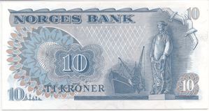 10 kroner 1972 QI erstatningsseddel. Kv.0