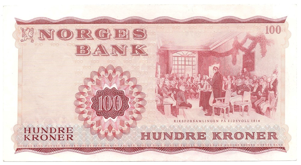 100 kroner 1976 Z.0443830. Erstatningsseddel. Kv.01