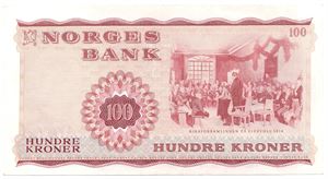 100 kroner 1976 Z.0443830. Erstatningsseddel. Kv.01