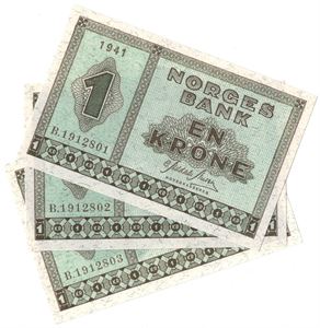 1 krone 1941 B. I serie. Kv.0