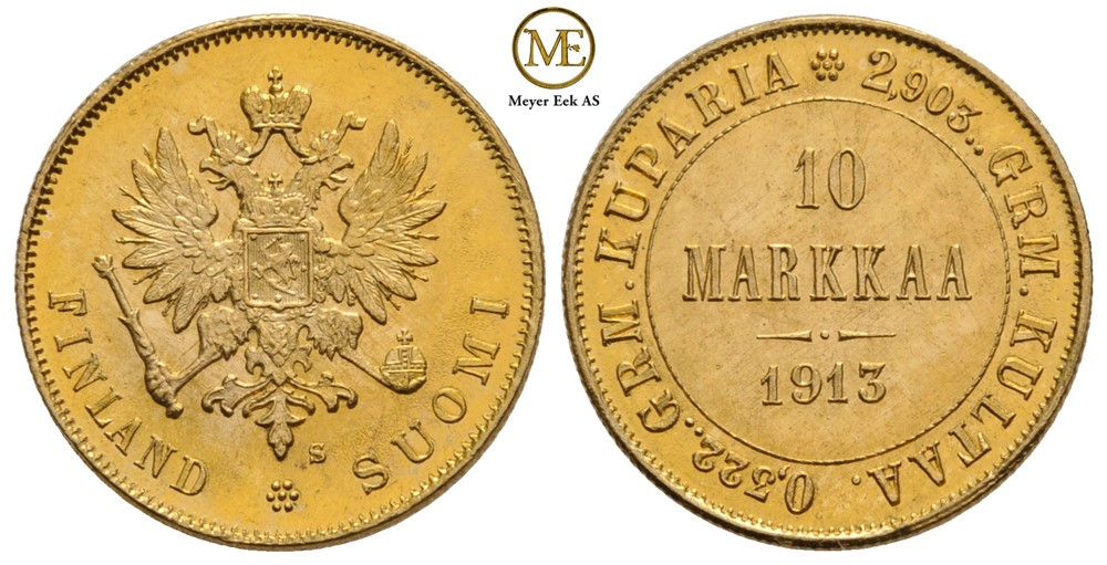10 Markkaa 1913. Kv.0/01