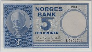 5 kroner 1961 I. 67 EPQ. Kv.0