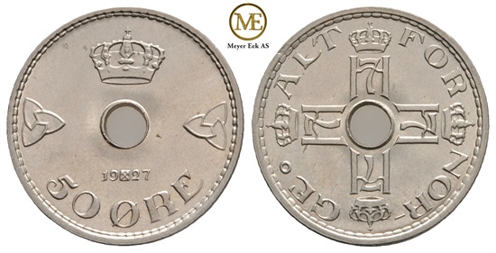 50 øre 1927 Haakon VII. Kv.0