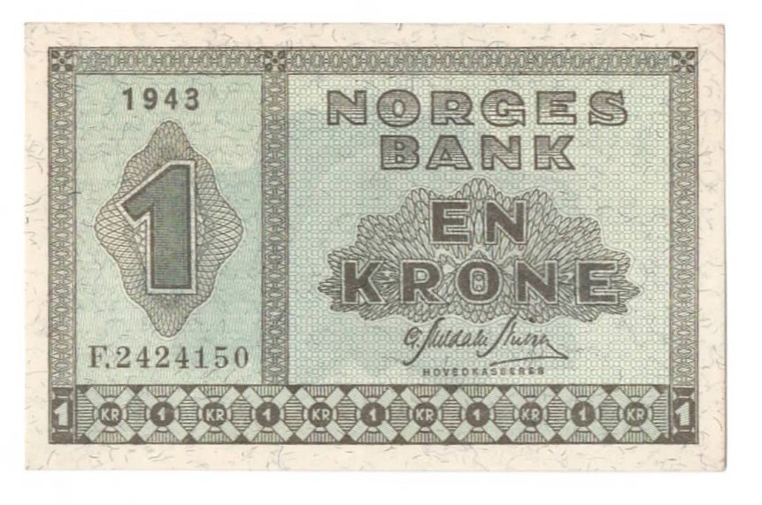 1 krone 1943 F kv. 0