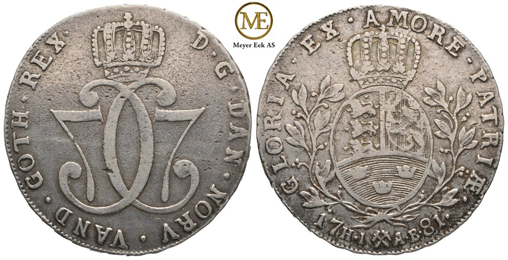 Speciedaler 1781 Christian VII. Kv.1/1+