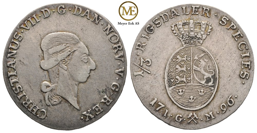 1/3 speciedaler 1796 IGM. Christian VII. Kv.1+