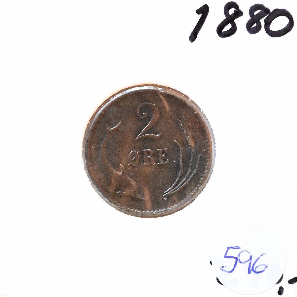 Danmark 2 øre 1880 kv. 1+