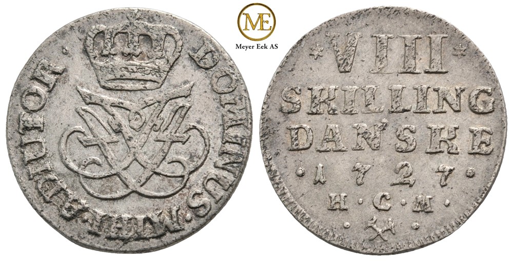 8 skilling 1727 Frederik IV. Kv.01