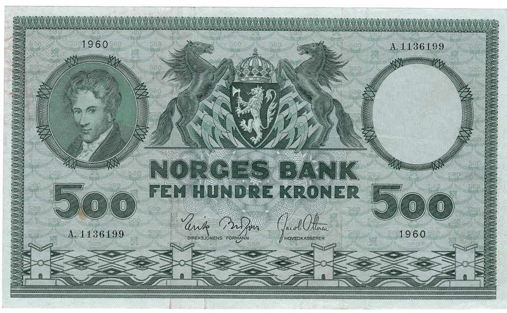 500 kroner 1960 A.1136199. Kv.1/1+