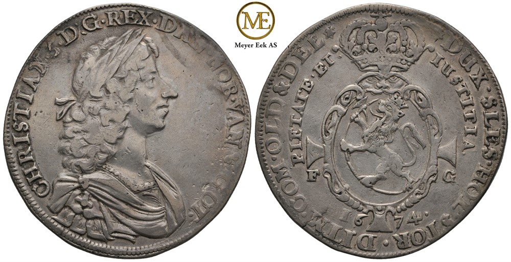 Speciedaler 1674 Christian V. Kv.1+