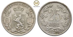 25 øre 1901 Oscar II. Kv.0