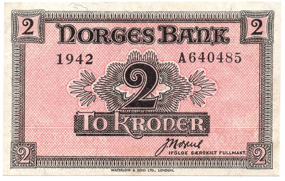 2 kroner 1942 A.640485. Kv.01