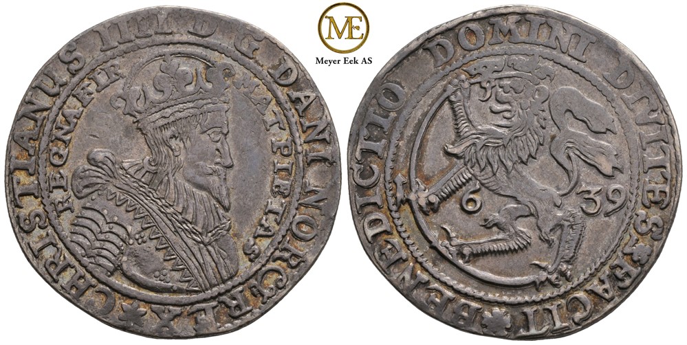 Speciedaler 1639 Christian IV. NMD40. Shou.2. Ex. Ragoczy. Kv. 1+/01