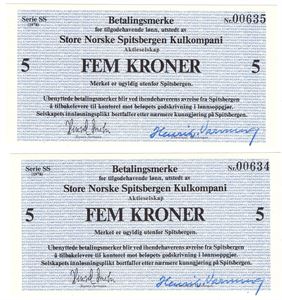 5 kroner 1978 i serie. Store Norske Spitsbergen. Kv.0