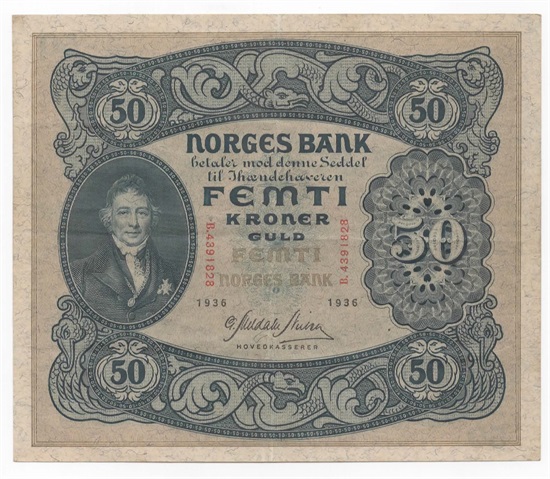 Norge 50 kroner 1936 B kv. 1