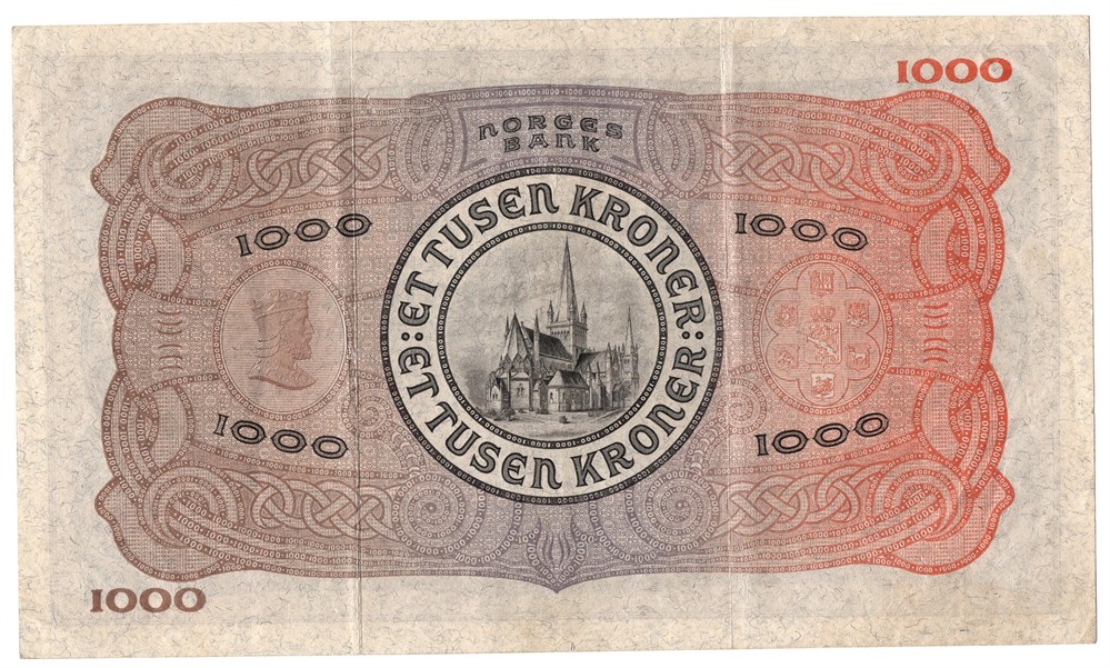 1000 kroner 1942 A.0784991. Pen seddel. Kv.1+