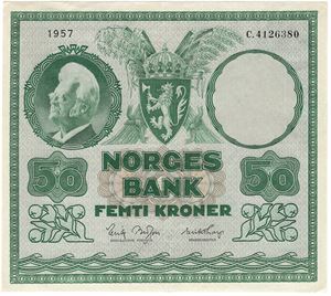 50 kroner 1957 C.4126380. Kv.01