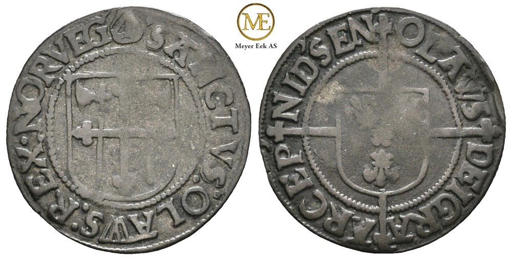 Skilling Erkebiskop Olav Engelbrektsson (1523-1537) Kv.1/1+