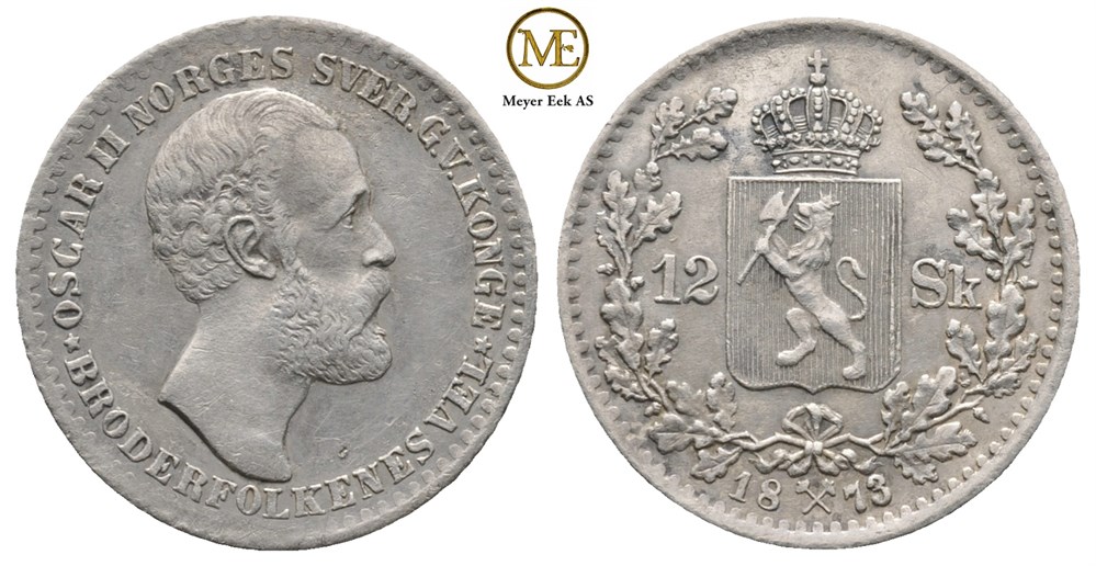 12 skilling 1873 Oscar II. Kv.01