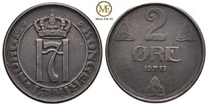 2 øre 1917 Haakon VII. Kv.0