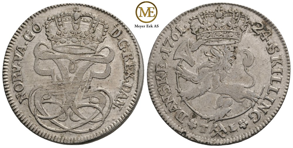 24 skilling 1761 Frederik V. Kv.01