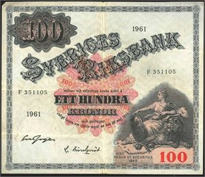 Sverige 100kr 1961 kv. 1