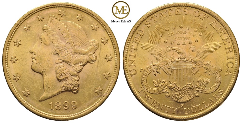 20 dollar 1899 S. Liberty head. MS60