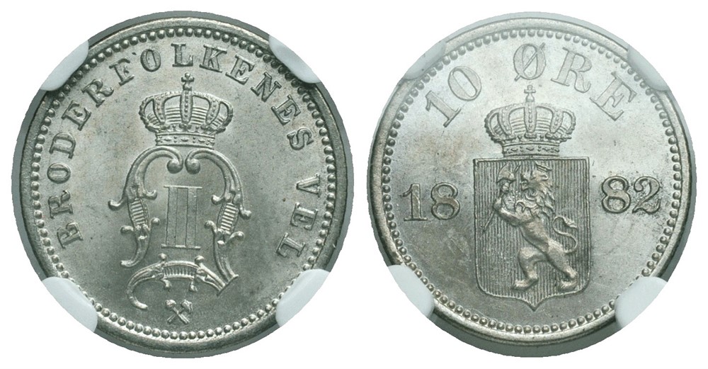 10 øre 1882 Oscar II. Kv.0