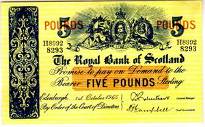 Scotland 5 pound 1.10.1965 (ukjent dato) Kv.01