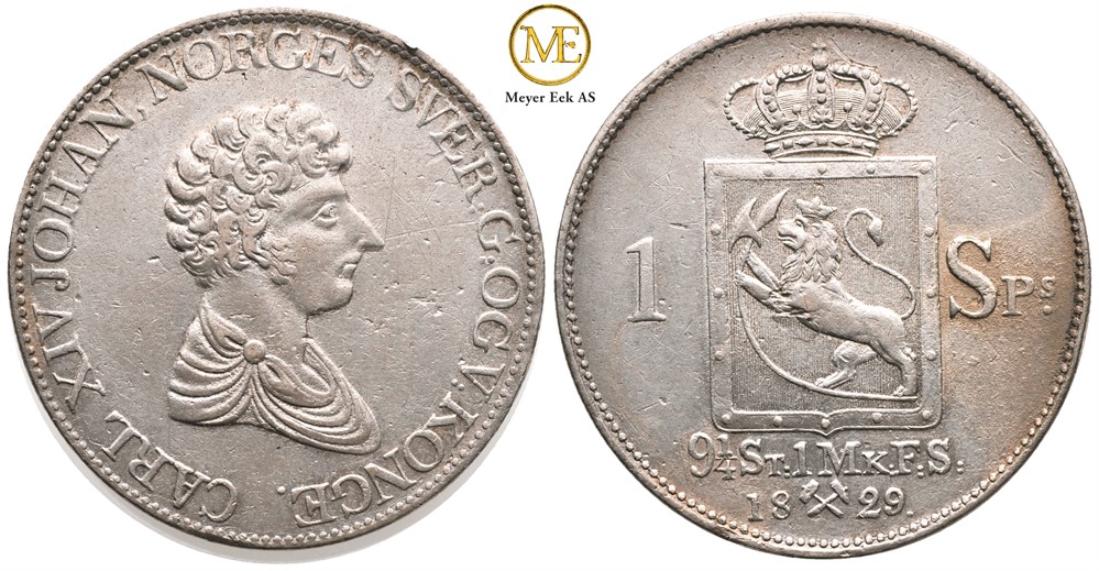 Speciedaler 1829 Carl XIV Johan. Kv.1+