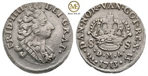 8 skilling 1713 Frederik IV Kv.1+