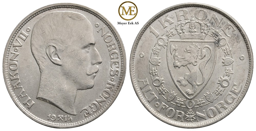 1 krone 1914 Haakon VII. Kv.0/01