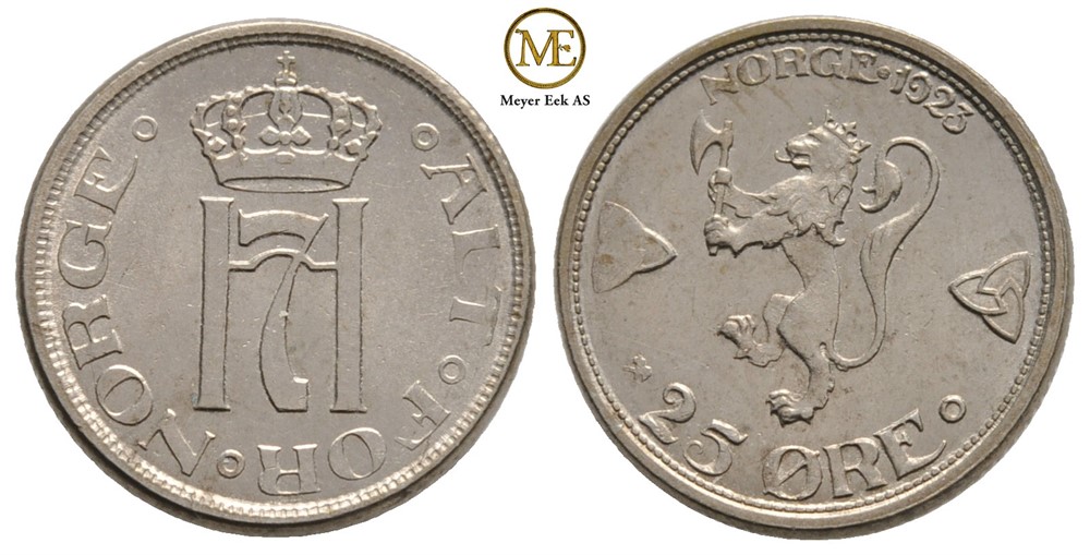 25 øre 1923 Haakon VII. Kv.0/01