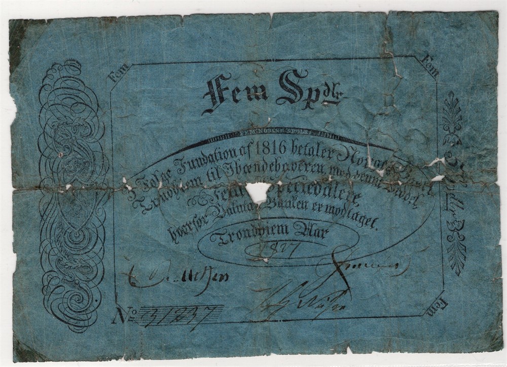 5 Speciedaler 1827 type II. Kv.1-/2