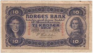 10 kroner 1928 N.8972456. Kv.1