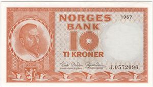 10 kroner 1967 J.0572096. 66 EPQ