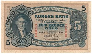 5 kroner 1940 R.9789275. Kv.0