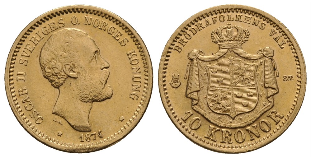 10 kronor 1876 Oscar II. Kv.01