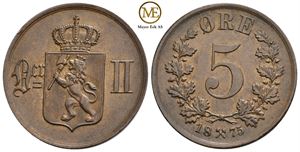 5 øre 1875 Oscar II. Kv.0