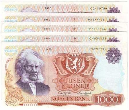 Lot. 1000 kroner 1983-1985. VK