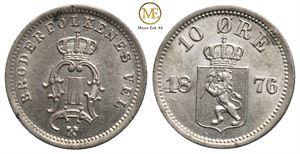 10 øre 1876 Oscar II. Kv.0/01