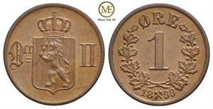 1 øre 1899 Oscar II. Kv.0